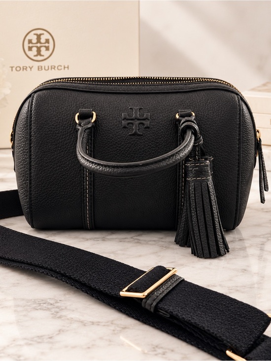 Tory Burch Handbags - Tory Burch Black Pebbled Leather Crossbody with Tassel